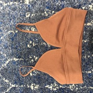 A&F soft ribbed triangle bralette, nude size XS